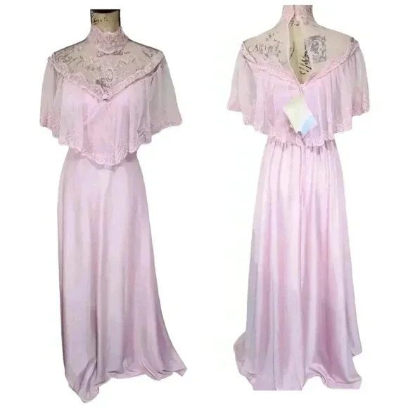 Dance Allure Vintage 70s Cottage Core lace long dress. NWT Blush Rose. … - Picture 3 of 14